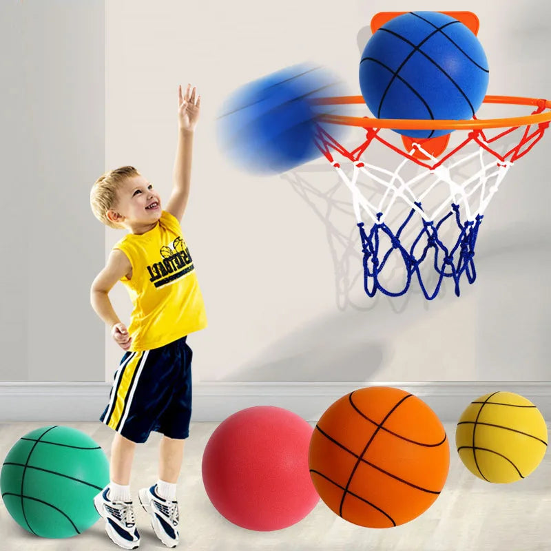 18cm/22cm Silent basketball racket ball for children's indoor training Baby silent sponge elastic small leather ball toys