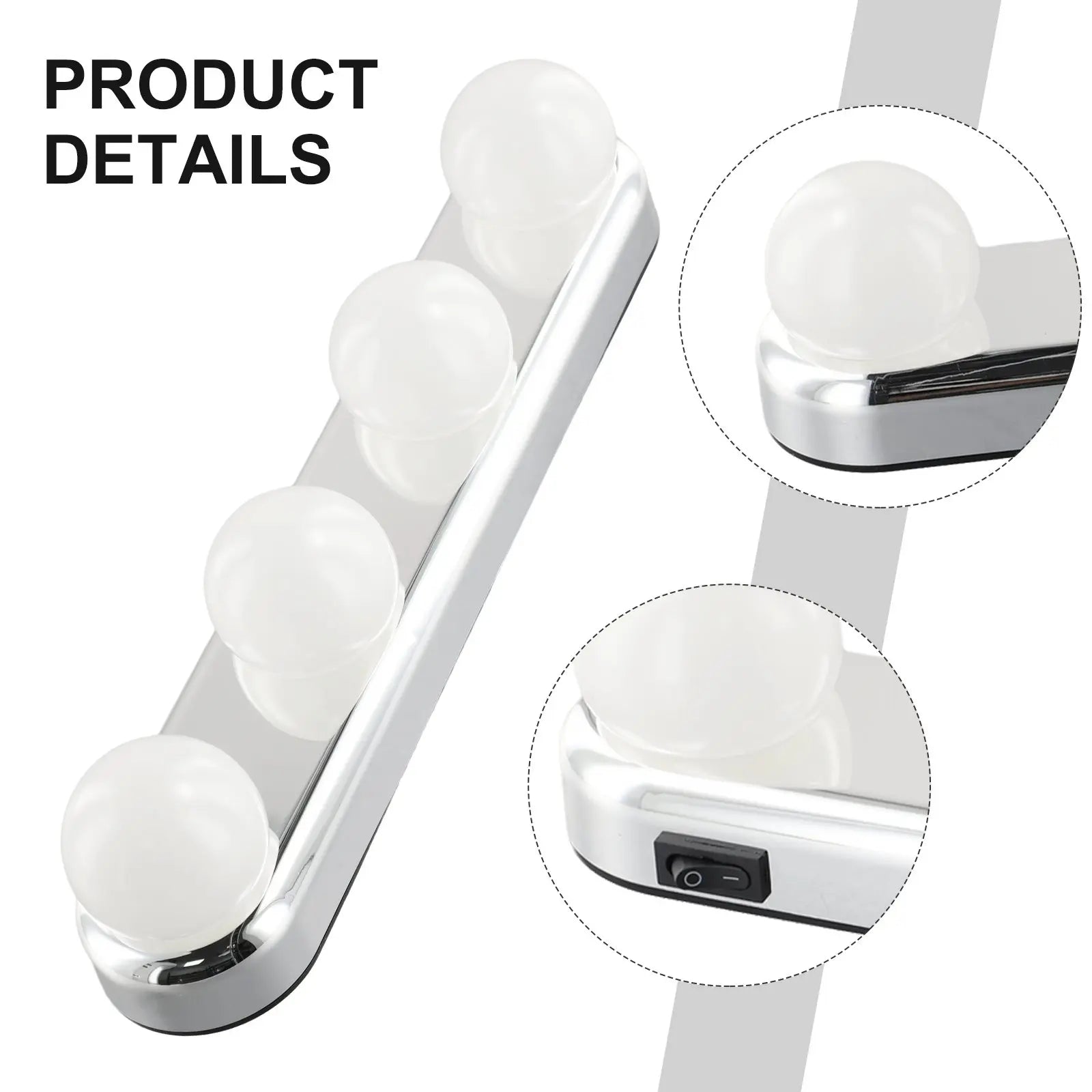 Vanity Lights For Mirror Lighted Makeup Vanity Mirror Dimmable Lights 4 LED Lamps Suction-Cup Mounting Bathroom For Tabletop