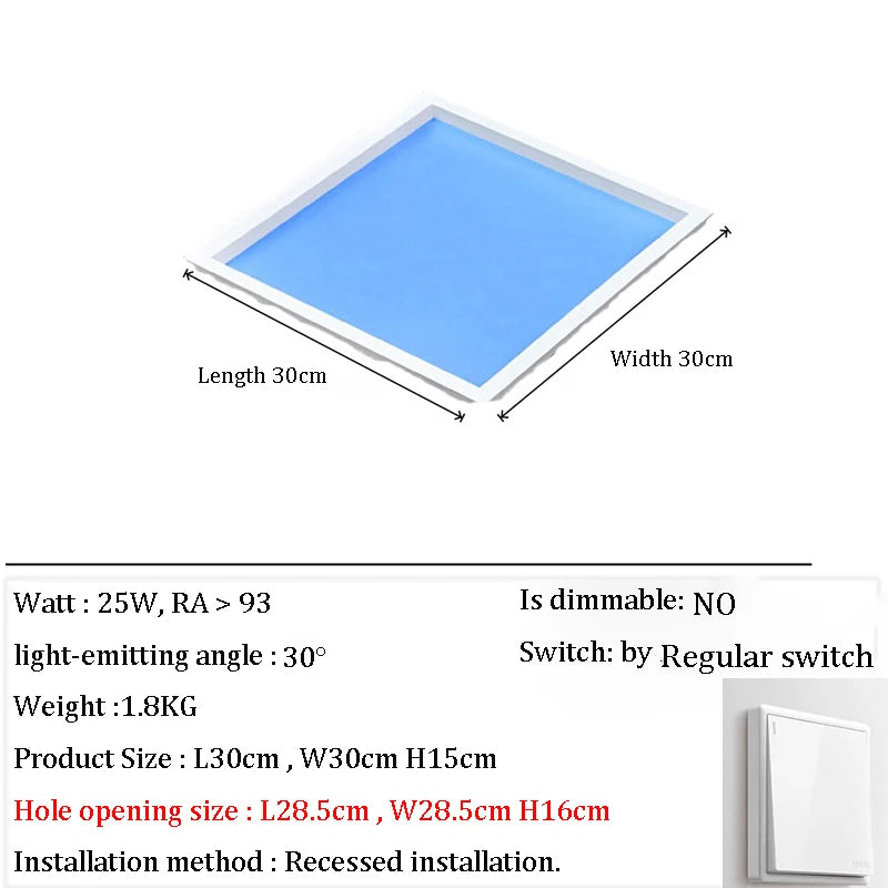 Skylight Smart Control Ceiling Lamp Embeded LED Ceiling Lights for Office Dimmable Kitchen Island Lighting Bathroom Sky Light