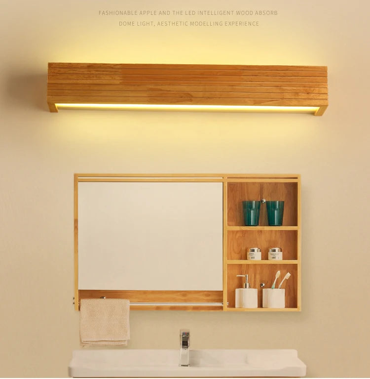 Modern Bathroom Mirror Wall Lamps Nordic Solid Wooden LED Sconce light   Linear Bedroom bedside Corridor staircase Lighting