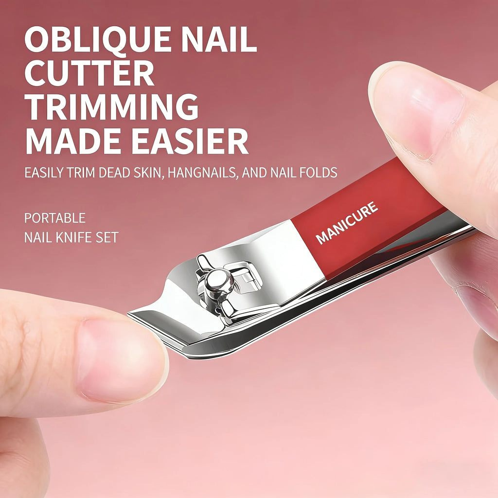 Stainless Steel Professional Nail Care Kit Includes Nail Clippers Manicure Tools Portable Storage Box Ideal for Home Travel Use