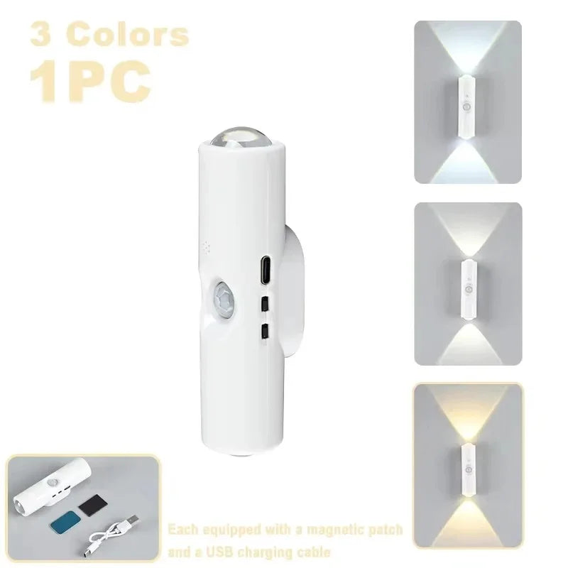 Smart, RGB, dual, head, motion, sensor, wall, lamp, charging, magnetic, night, light, spotlight, bedroom, closet, garden, room,