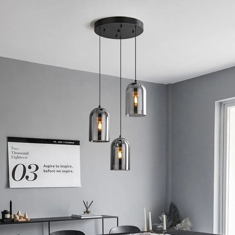 Nordic Modern Glass Ceiling Lamp Bedroom Bedside Restaurant Kitchen Bar Island  Hanging Led Chandelier Lights Indoor Lighting
