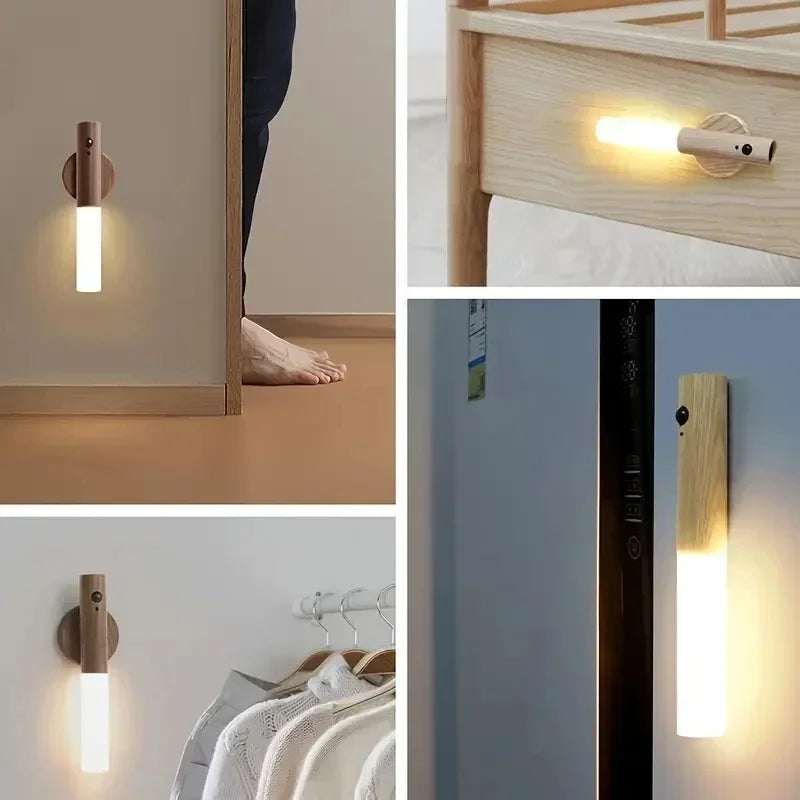 Smart Motion Sensor Night Light, Rechargeable LED Wall/Cabinet Light for Bedroom,Kitchen, Bathroom - Anti-Collision & Shockproof