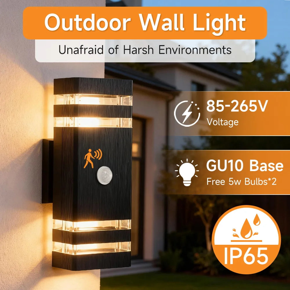 Smart Wall Lights Motion Sensing Outdoor Led Wall Lamps Waterproof 110v 220v For Porch Lamps Backyard Garden Garage Decor