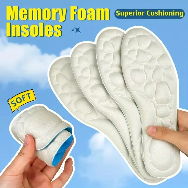 2 Pairs of Sport Insoles Soft Massage Memory Foam Insoles Comfortable Shock Absorption High Elasticity Breathable and Deodorant
