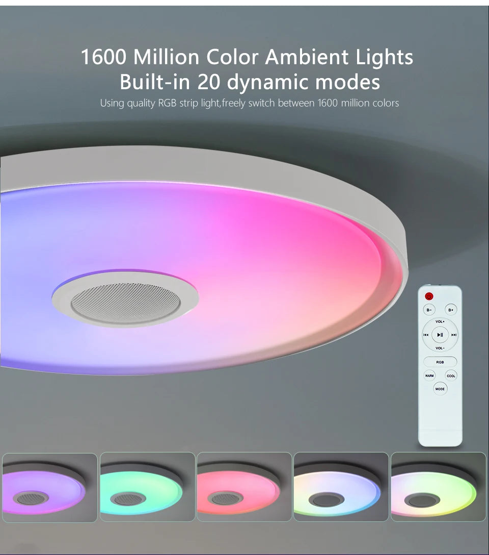 LED Smart Ceiling Lamps RGB APP Remote Control Dimming Modern Home Lighting Music Light with Speaker For Living Room Bedroom