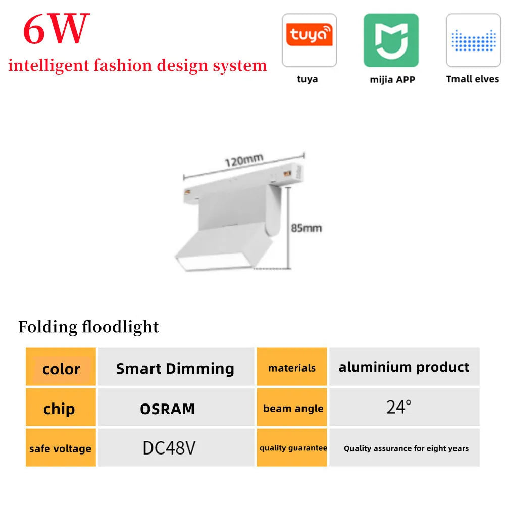 New White Tuya Smart LED Track Light Embedded Masterless Lighting lamp Living Room Light Voice Control Magnetic Track Light