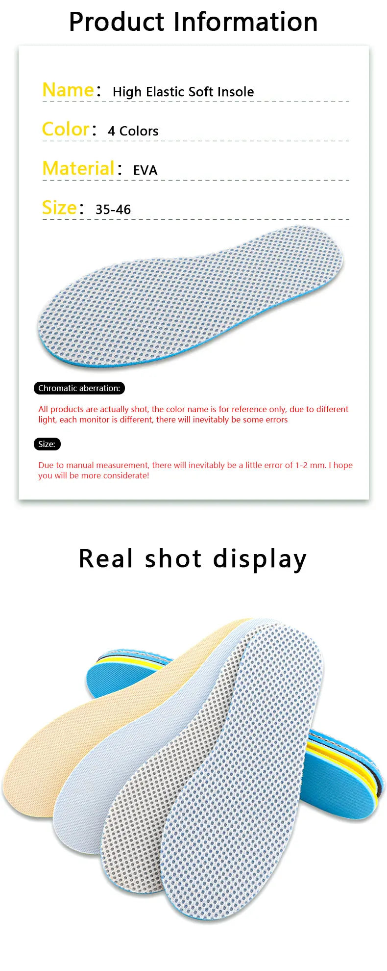 NEW Soft and Thickened Shock Absorption Basketball Insole Double Sided Breathable and Sweat Absorbing Elastic Sports Insole,