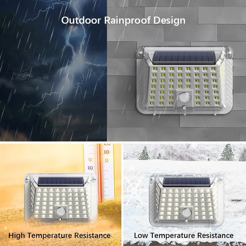 LED Solar Motion Sensor Light Outdoor, Smart Security Light with PIR Human Detection Light Control &6000K Brightness for Garden