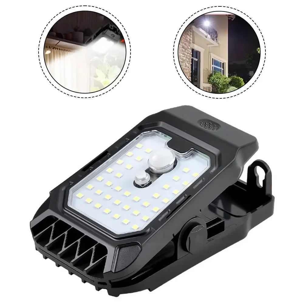 Motion sensor solar outdoor wall lamp with charging clip waterproof LED light for garden driveway porch security