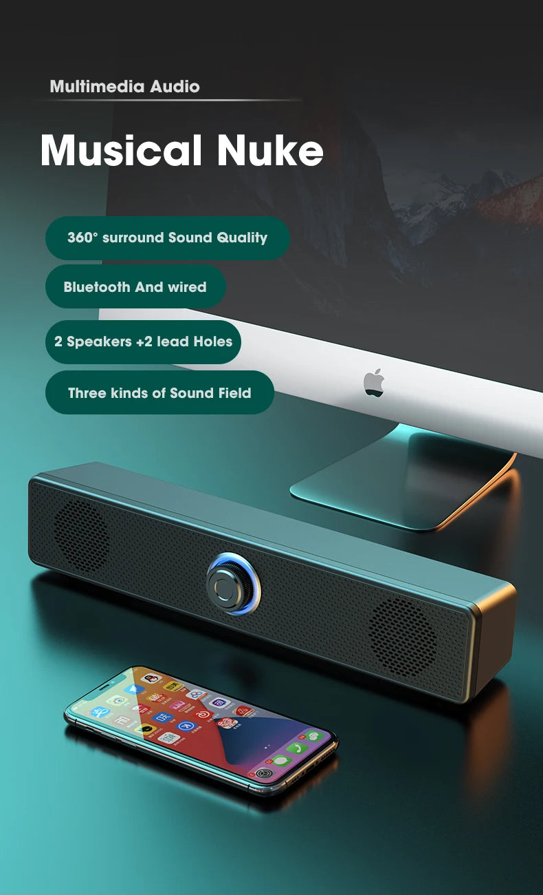 Bluetooth 4D Surround Speaker Home Theater Sound System Computer Soundbar For TV Subwoofer Wired Stereo Strong Bass