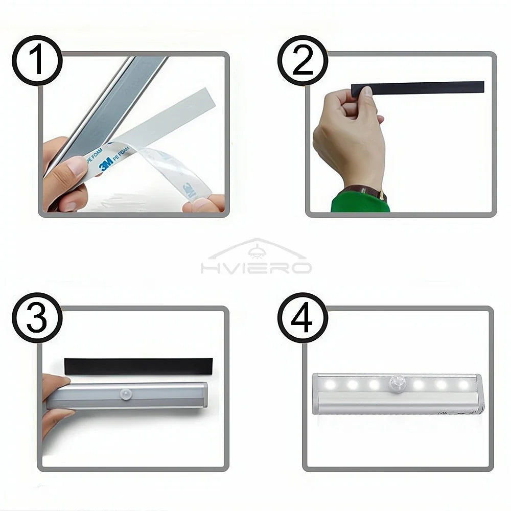 1/2/4/8X Smart Perception Closet Stairs Lighting 6/10LED PIR Motion Sensor Lamp Cupboard Wardrobe Bed Under Cabinet Night Light