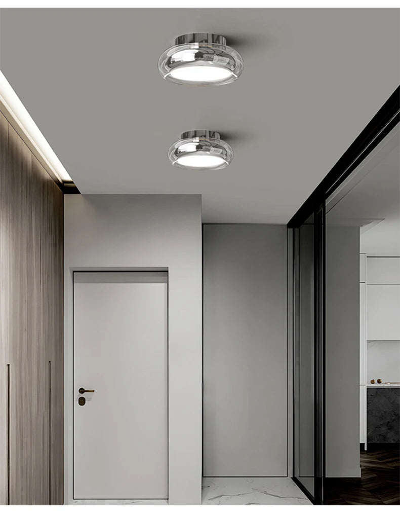 Italian Minimalist Designer Glass Ceiling Light Circular Corridor Lamp Hallway Living Room Dressing Room Lighting Decoration