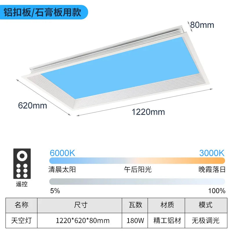 Modern Smart Integrated LED Ceiling Light Sky Blue Clouds Effect Daylight Simulation for Kitchen Home Lighting Room Decor