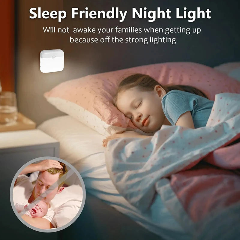 LED Light Smart Human Sensor USB Charging Square Lamp Emergency Automatic Lighting for Bedroom Kitchen Hallway Cabinet Lights