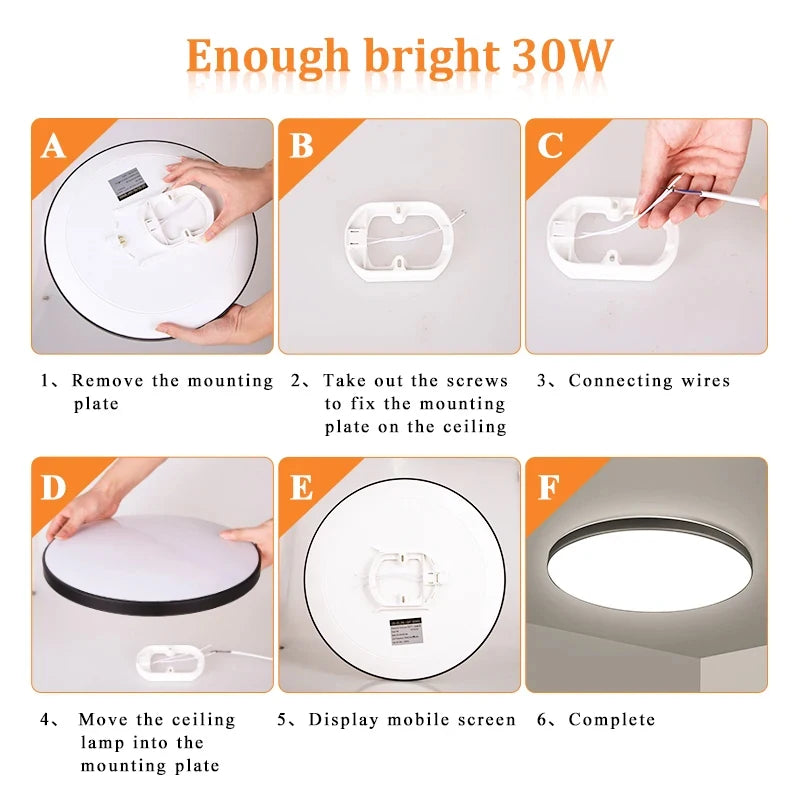 LED Ceiling Lights for bathroom IP44 Waterproof Indoor Kitchen Light AC165-265V 18W/30W/40W Bedroom Ceiling Lamp For Home Panel