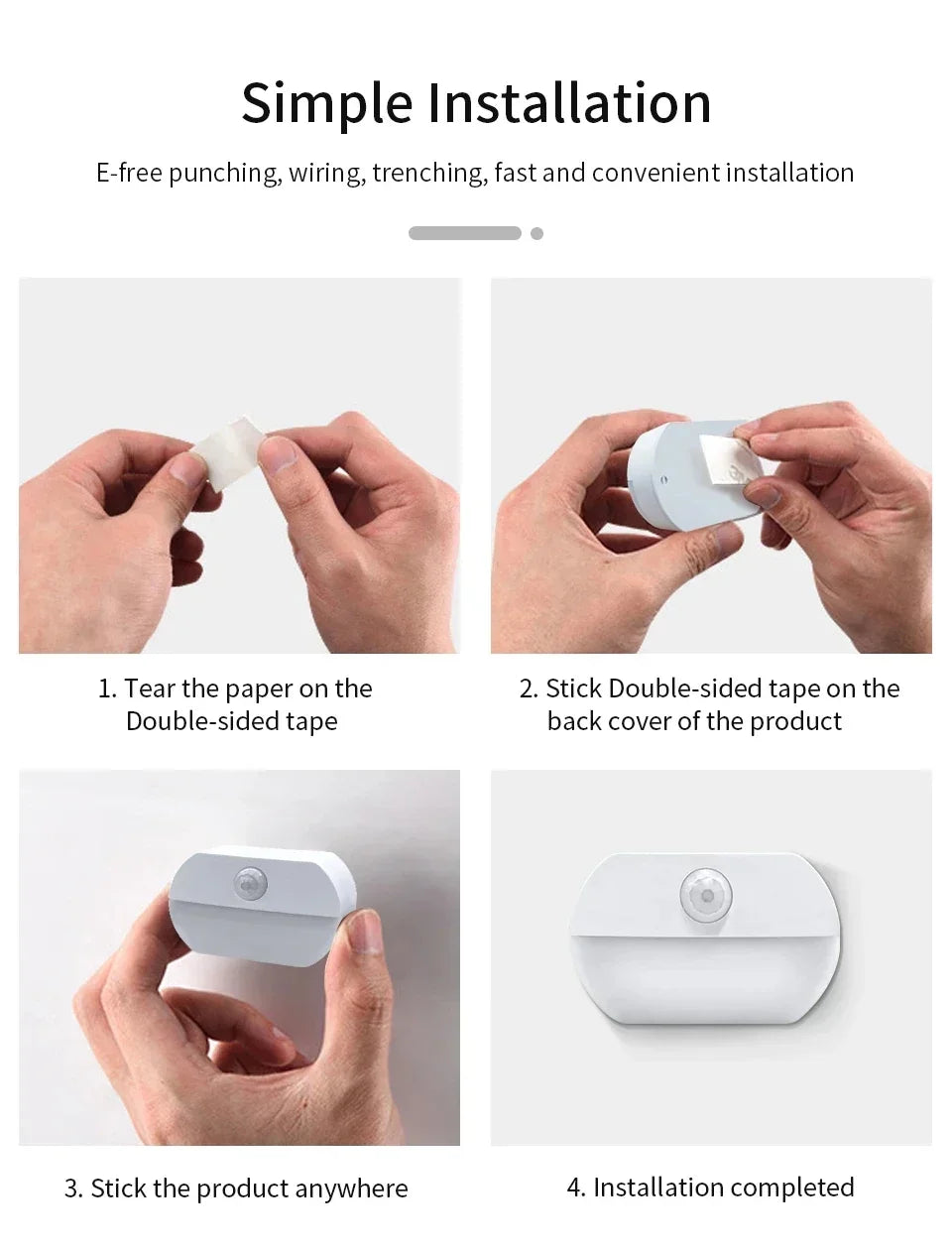 Motion Sensor Led Night Light Human Infrared Kitchen Cabinet Lamp Bathroom Closet Stairs Lighting  AAA Battery not including