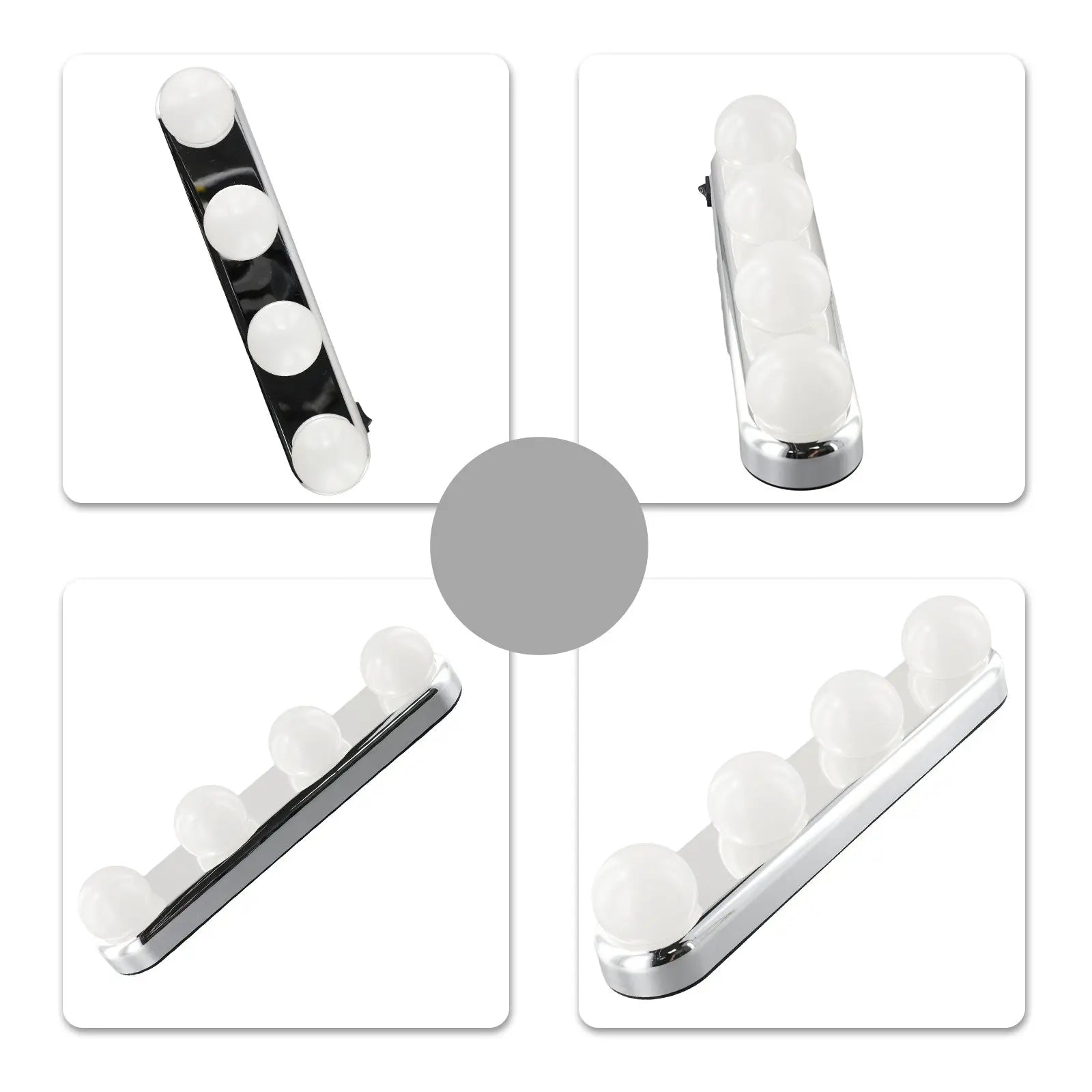 Vanity Lights For Mirror Lighted Makeup Vanity Mirror Dimmable Lights 4 LED Lamps Suction-Cup Mounting Bathroom For Tabletop