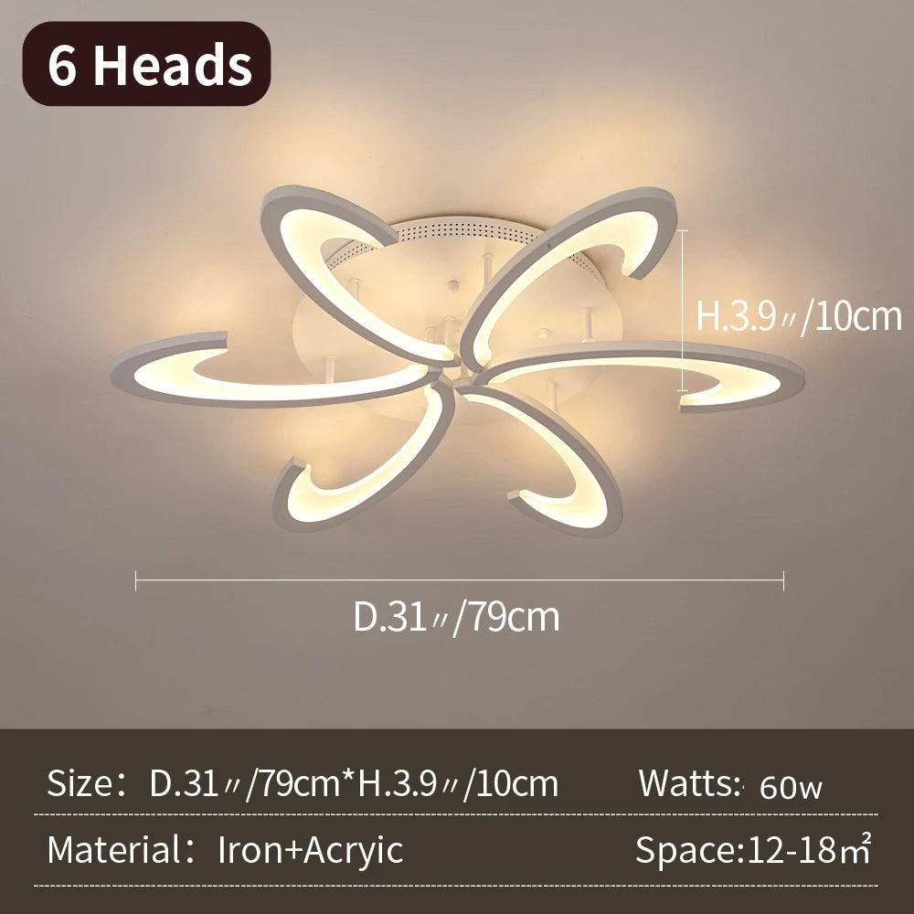 Modern Ceiling Lamp Indoor Acrylic Lustre For Bedroom Living Dining Room Kitchen Led Chandelier RC Dimmable Pendant Light Decor