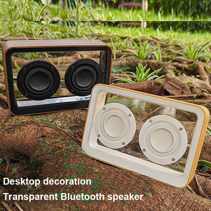 Creative Transparent Bluetooth Speaker with Dual Horn Clear Sound Quality Desktop Decoration Home Mini Audio Reading Light