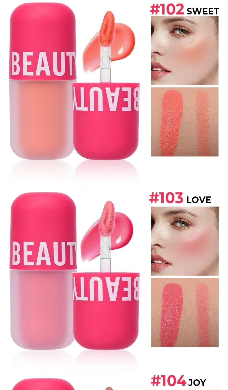 BEAUTY GLAZED 5 Colors Blush Serum Long Lasting Waterproof Natural Cheek Tint Blusher Matte Cream On Face Make Up Cosmetics