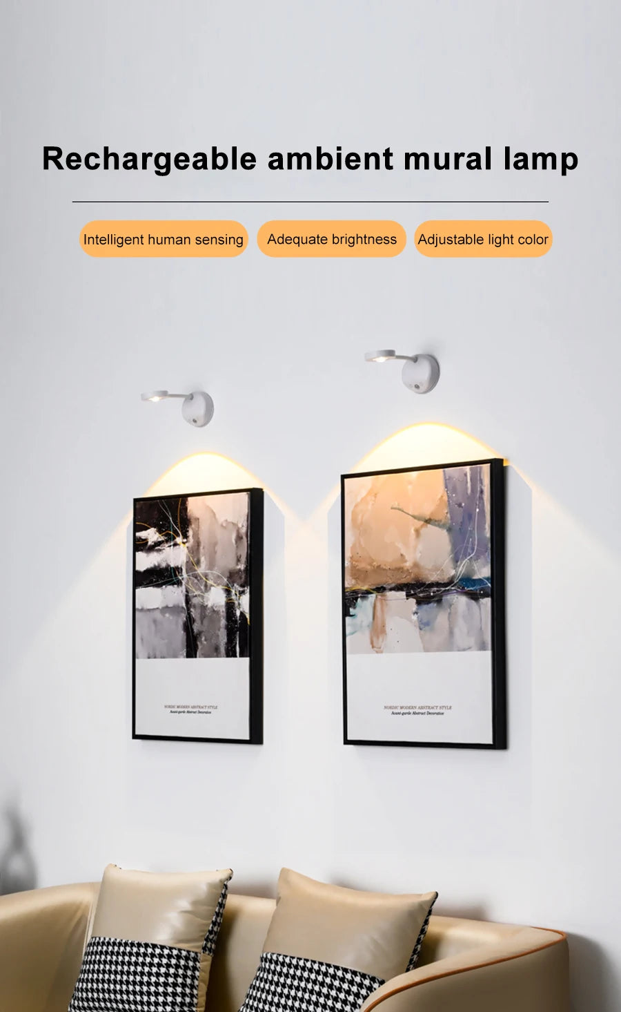 Motion Sensor Light Wireless Night Light USB LED for Kitchen Bedroom Mural Living Room Sensor Wall lamp Indoor Lighting LED USB