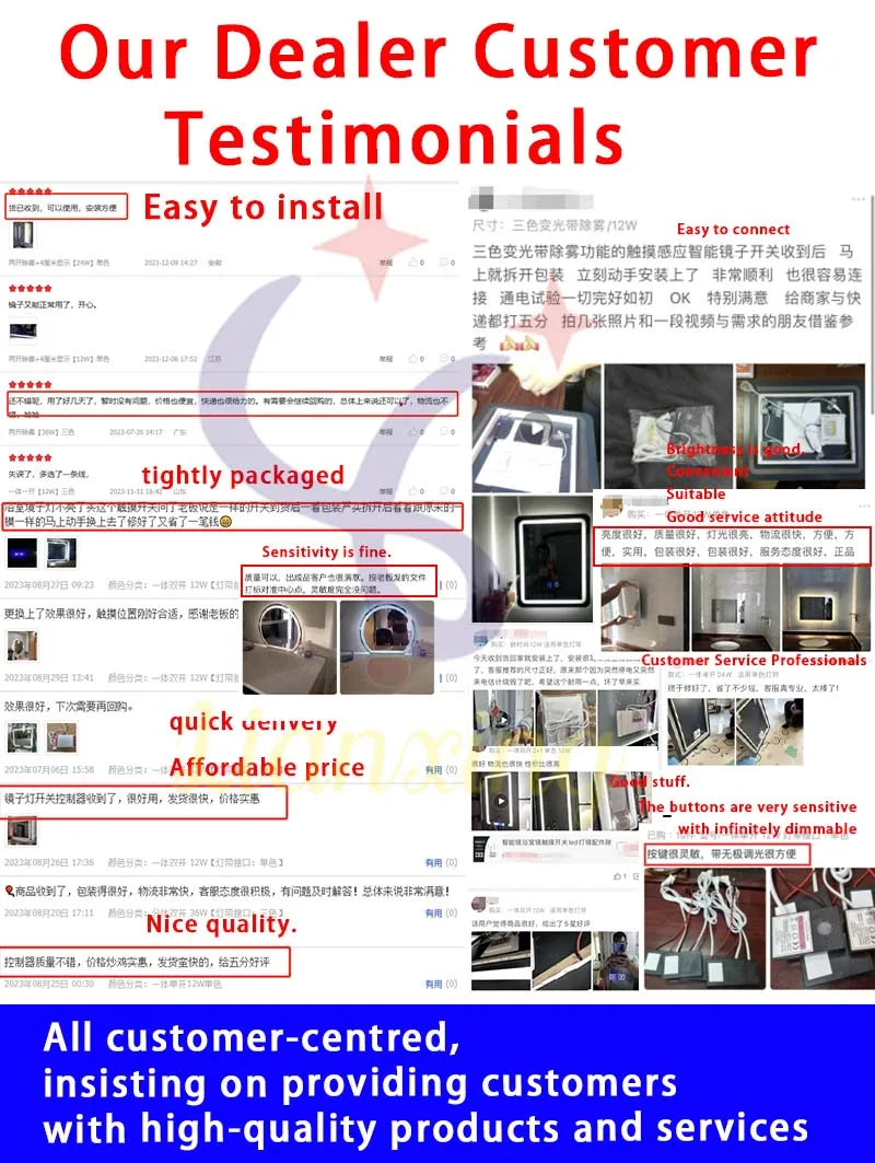 Strip light controller smart switch touch mirror dimmer 12W smart  touch sensor switch with Anti fog dual Touch Bathroom Mirror