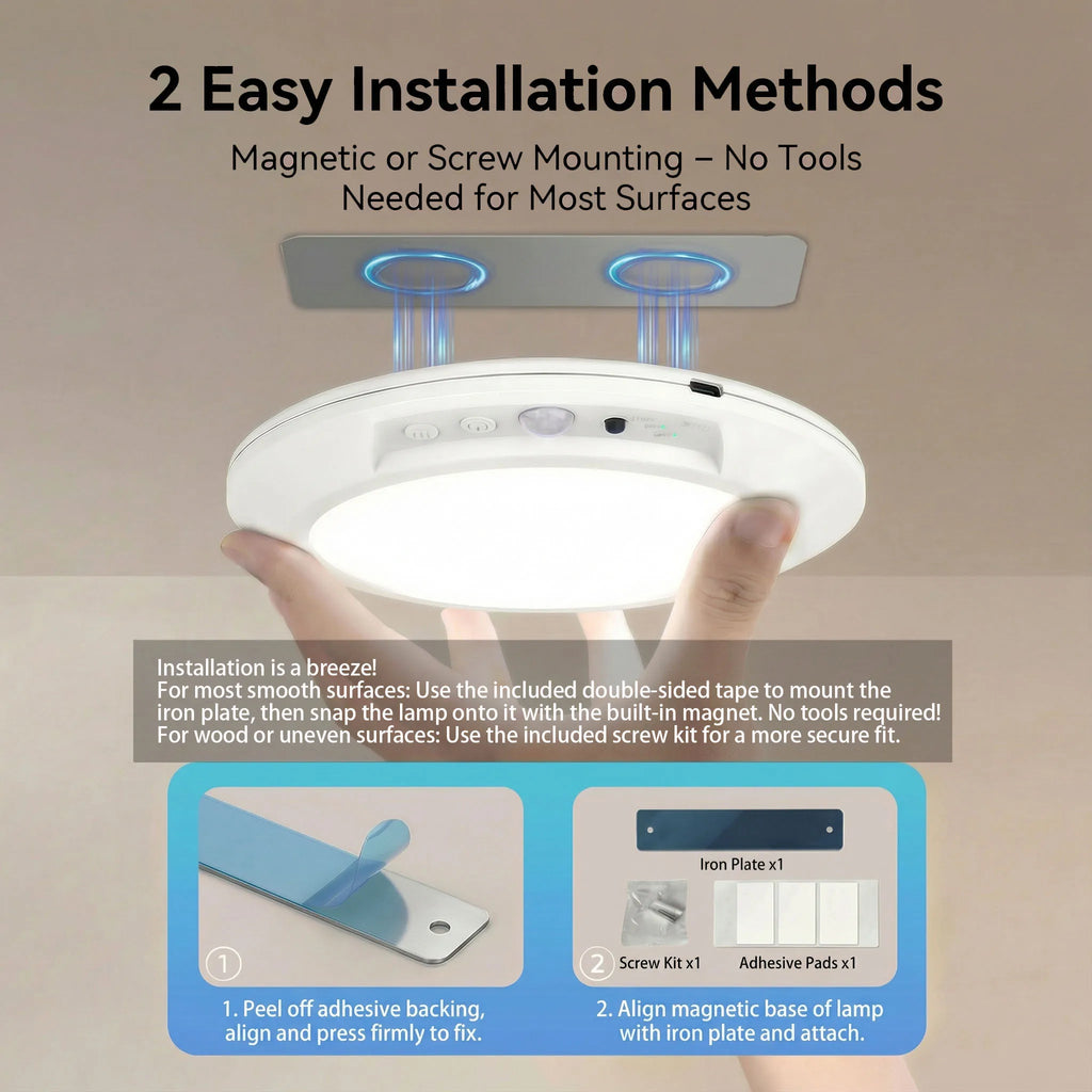 Motion Sensor Rechargeable LED Ceiling Light Round Wireless Security Light for Hallway Stairs Corridor Indoor Home Entryway