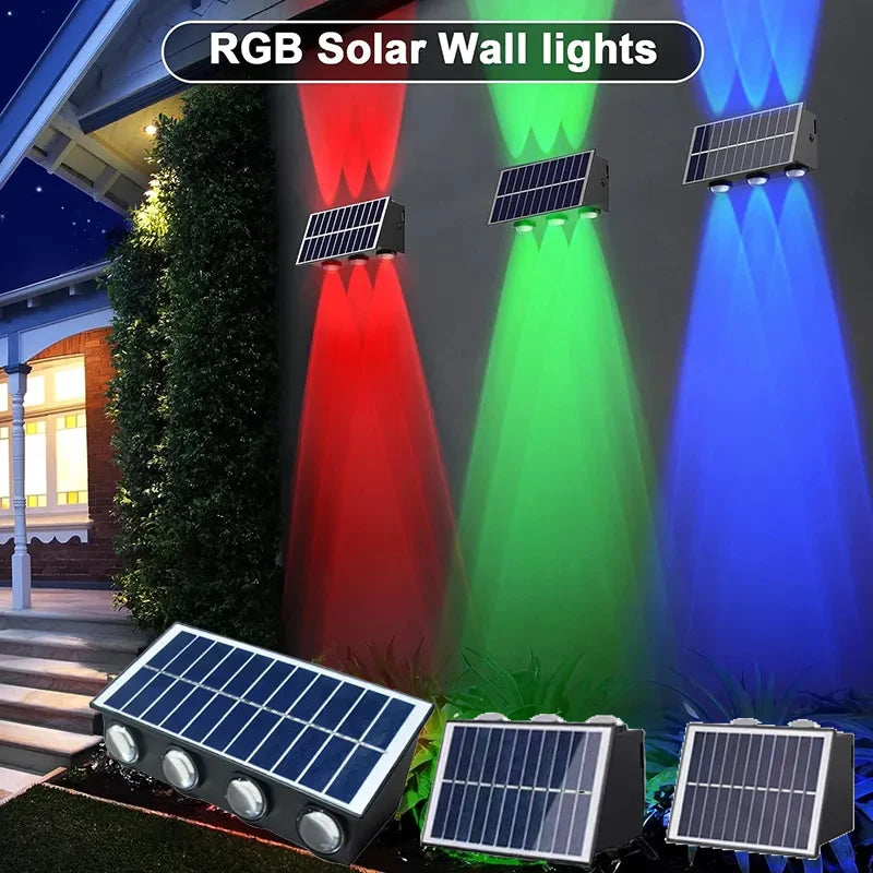 Solar Wall Washer Light Up and Down Lighting Outdoor Solar Fence Lights Waterproof Wall Lamp for Yard Garage Walkway Porch Decor