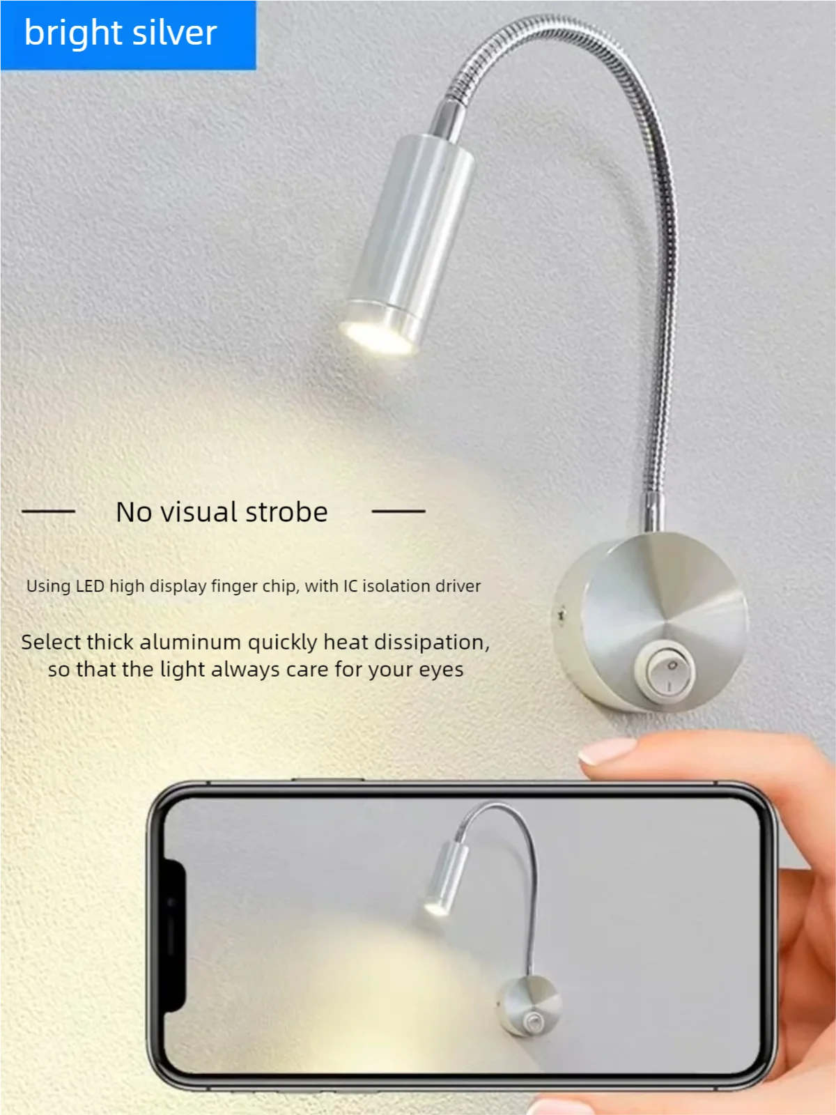 LED Tube Spotlight Indoor Hotel Room Bedside Bedroom Reading Light Counter Universal Work Wall Light