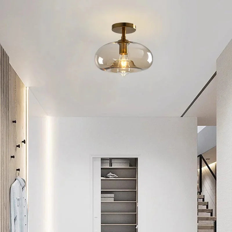 Modern LED Glass Ceiling Light Minimalist Cloakroom Balcony Bedroom Dining Room Lighting Hallway Lamp Indoor Lighting Lampara
