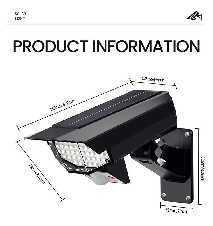 Motion Sensor Outdoor Lights Solar Security Lamp LED Solar Monitoring Design Surveillance-Style Outdoor Lamp for Garden Yard