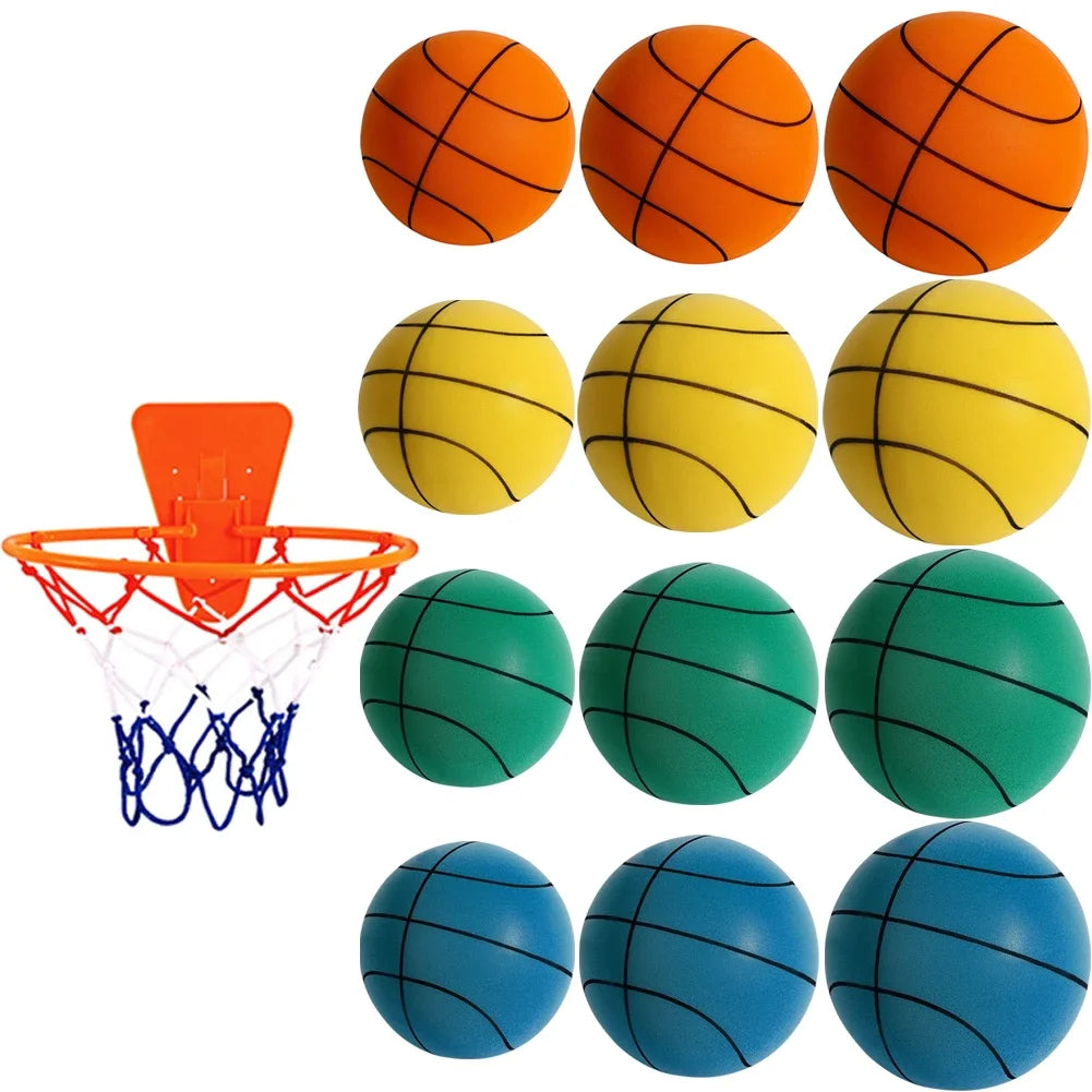 18/21/24 Solid Silent Basketball Kid Indoor Silent Sponge Elastic Little Leather Ball Lightweight 3/5/7 Inch Children Sports Toy
