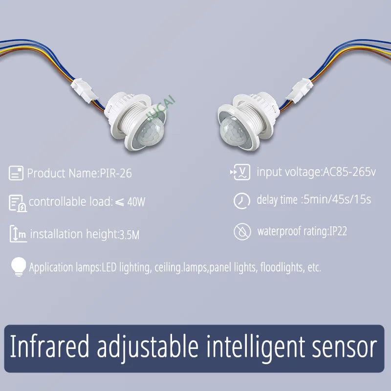 Motion Sensor Light Switch 220V 110V Pir Presence Sensor for Lighting Time Delay Adjust Movement Detector Lamp Automatic Switch