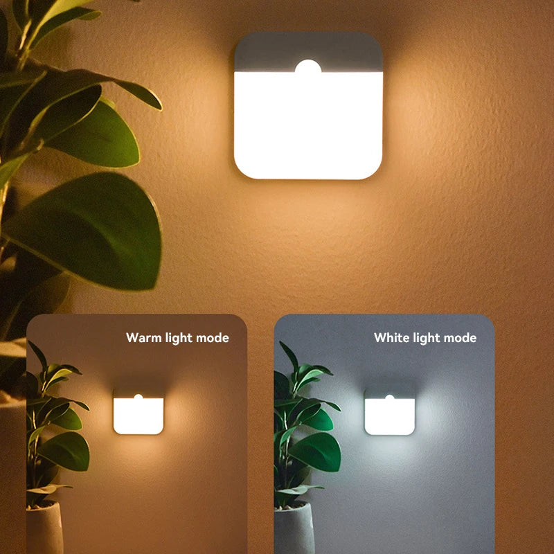 LED Light Smart Human Sensor USB Charging Square Lamp Emergency Automatic Lighting for Bedroom Kitchen Hallway Cabinet Lights