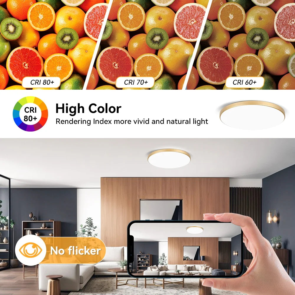 LED Ceiling Lights for bathroom IP44 Waterproof Indoor Kitchen Light AC165-265V 18W/30W/40W Bedroom Ceiling Lamp For Home Panel