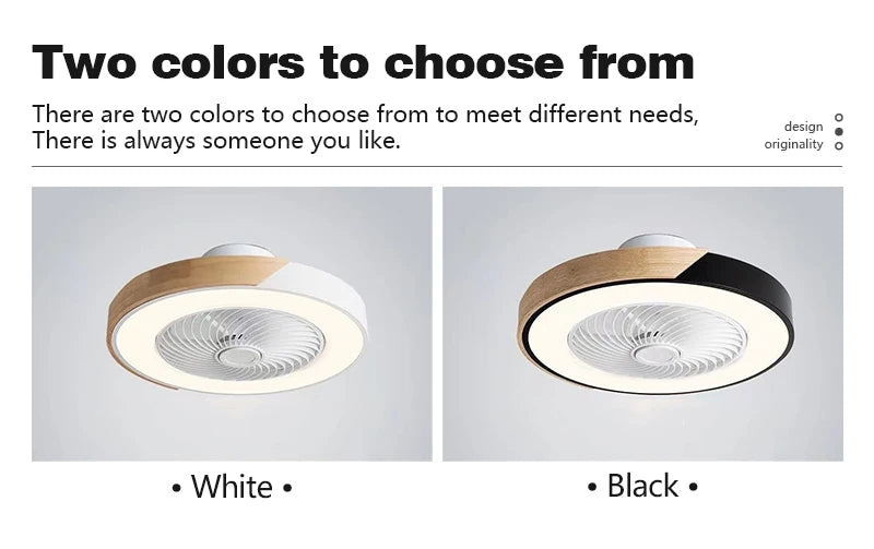 Smart LED Ceiling Fan with Light Wood Living Room Bedroom APP Remote Control 6 Speed Low Floor Electric Fan 52CM Fan Lighting