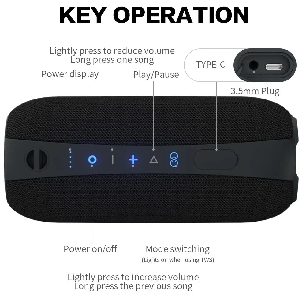 Wireless Bluetooth Speakers Portable Punk Style Dual Speakers Transparent LED TWS Bass Diaphragm Sound