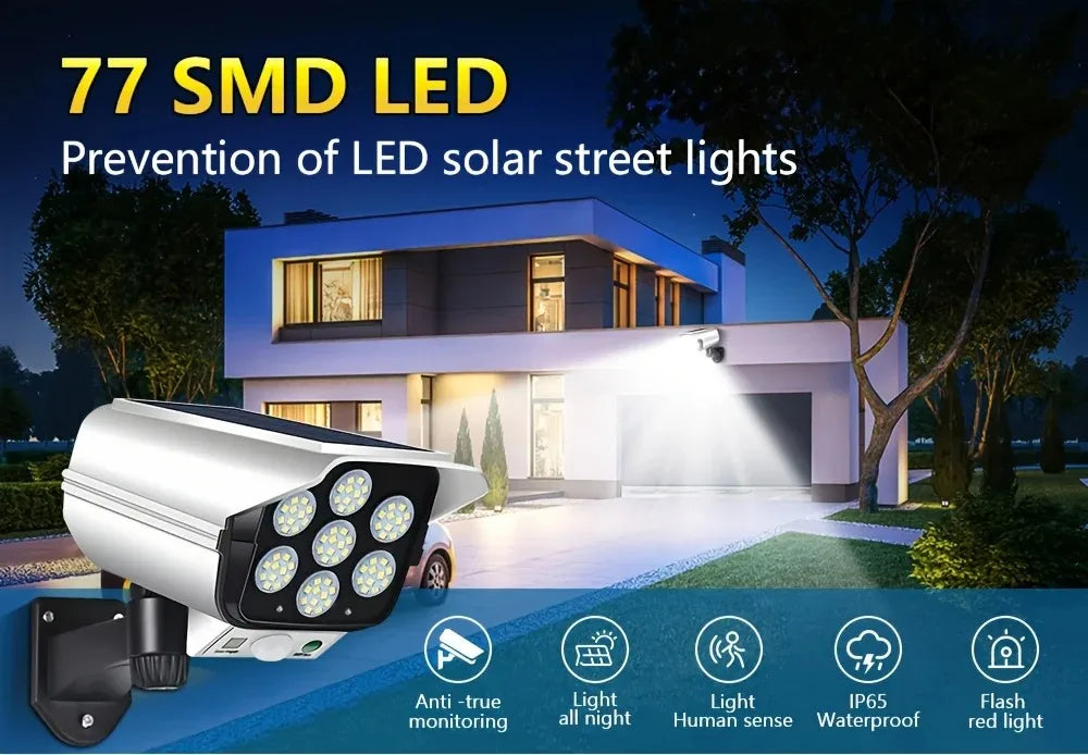 Outdoor Motion Sensor Solar Lights 77LED Solar Motion Sensor LED Light Outdoor Camera Porch Garden Wireless Security Floodlights