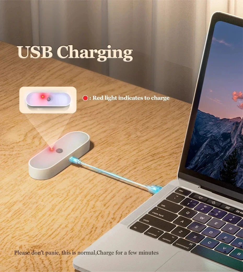 Motion Sensor Lamp Night Light Wireless LED USB Type C Rechargeable Lamp for Kitchen Cabinet Bedroom Wardrobe Staircase Lighting