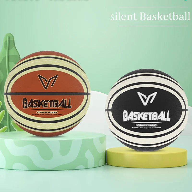 Silent Basketball with Cloth Cover No Bounce Noise Practice Training Ball for Kids PU Foam Soft Touch Perfect for Apartment
