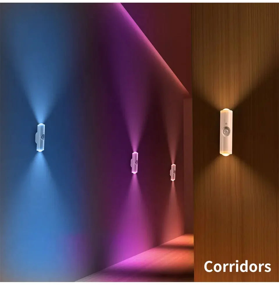 Motion Sensor Night Light 7 Color Change LED Wireless Wall Lamp Magnetic Rechargeable Spotlight for Bathroom Bedroom Living Room