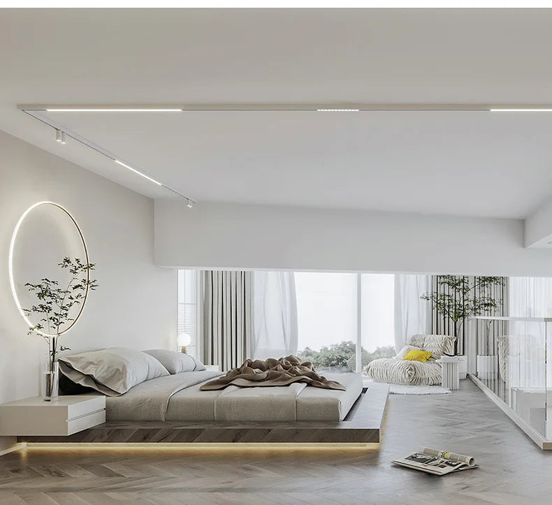 New White Tuya Smart LED Track Light Embedded Masterless Lighting lamp Living Room Light Voice Control Magnetic Track Light
