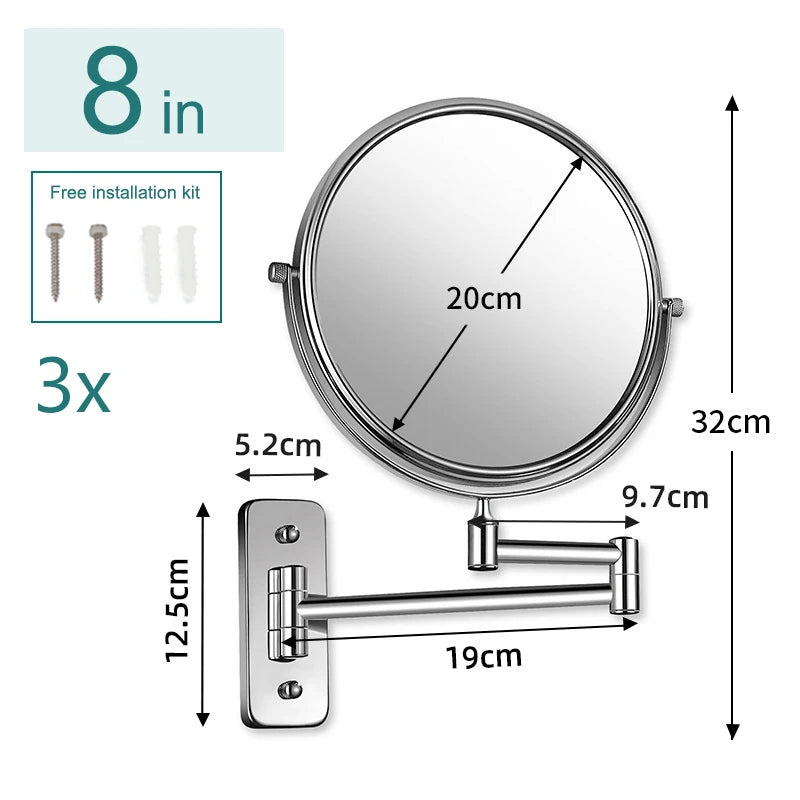 Bathroom Makeup Mirrors Wall Mount Extending Folding 3x 5x 10x Magnification Bath Mirror Double Side Mirror