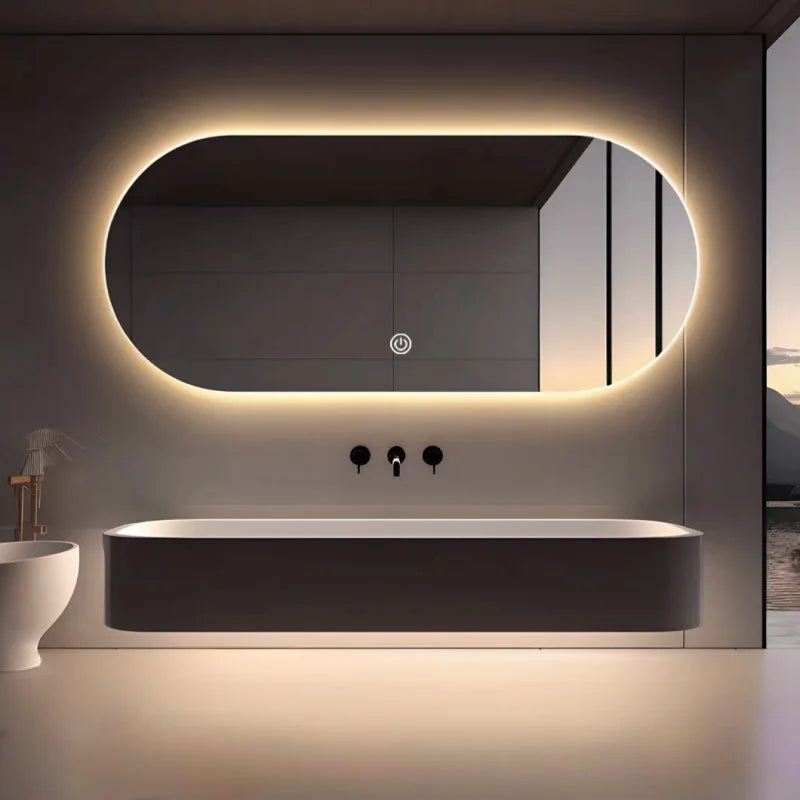 Room Decoration Oval Smart Bathroom Mirror Hotel Toilet Mirror LED Lighted Bathroom Mirror Wall Mounted Smart Decorative Mirrors