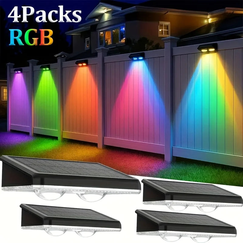 4/2 Pack Solar Fence Lights Multi Colour Garden Wall Lights for Villa Garden Fence Holiday Walkway Home Landscape Lighting