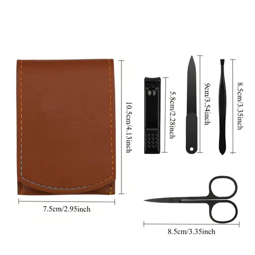 4pcs Beauty Care Set Including Nail Clippers, Nail File, Eyebrow Tweezers, And Beauty Scissors. A Multifunctional Grooming Kit