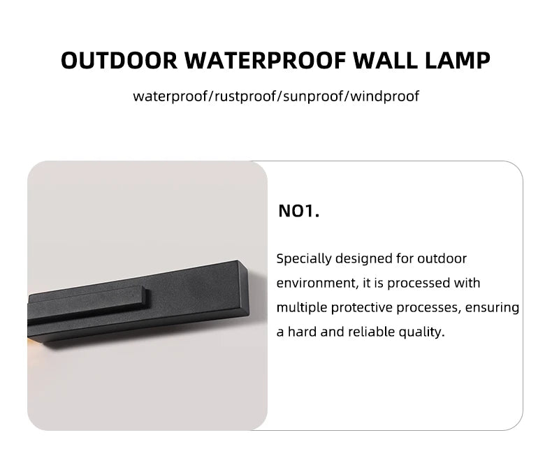 Smart Dimmable Outdoor Wall Light Black Modern LED Lamp IP65 Waterproof via APP Control for Garden Home