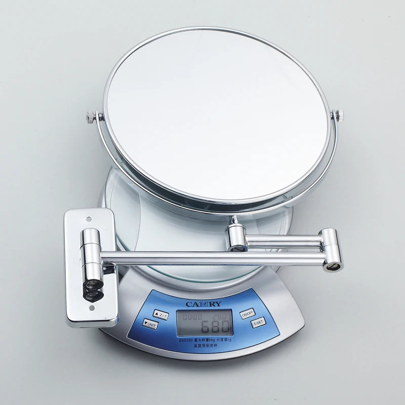 8 Inch Hotel Bathroom Extending Wall Makeup Mirror With 3x Magnification for Cosmetic or Shaving, 360 Swivel Mirrors Chrome